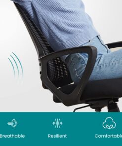 SMUG Office Computer Desk Chair, Ergonomic Mid-Back Mesh Rolling Work Swivel Task Chairs with Wheels, Comfortable Lumbar Support, Comfy Arms for Home, Bedroom, Study, Dorm, Student, Adults, Black Modern 29 71zH4KmWAlL