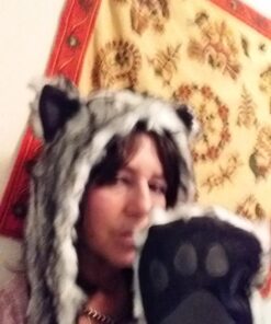 White Wolf Hood Faux Fur Hat with scarfs mittens & paws 3 in 1 by Hatbutik 31 71zHQuhttL 1