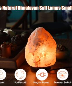 AMOYSTONE 1p Small Salt Rock Lamp Natural Himalayan Salt Lamps with UL Dimmer Cord & Bulbs, 6-7 inch 3-4lbs Wooden Base Gift Box Orange Natural 6-7 Inch 15 71zIp3TW0ML