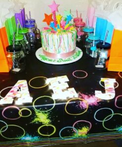 Creative Converting 318135 All Over Print Plastic Tablecover, 54 x 102, Glow Party 1 12 71zIupkWXfL