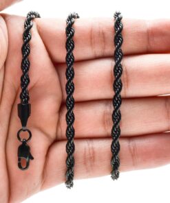 FIBO STEEL 4mm Stainless Steel Rope Chain Necklace for Men 16-30 inches Silver Gold Black-tone 24.0 Inches Black-tone, 4mm width 9 71zJGtJq3FL