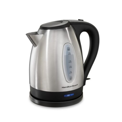 Hamilton Beach Electric Tea Kettle, Water Boiler & Heater, 1.7 Liter, Cordless Serving, 1500 Watts for Fast Boiling, Auto-Shutoff and Boil-Dry Protection, Stainless Steel (40880) 1.7 L