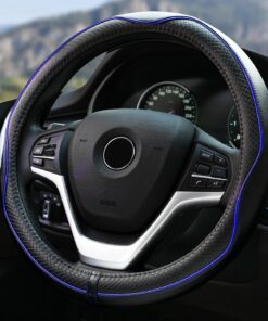 Rueesh Microfiber Leather Steering Wheel Cover Anti-Slip Matte Finish Auto Car Wheel Cover Universal 15 Inch Wheel Cover for Car Embossing Pattern Blue Line M (14.5"-15" Diameter) 22 71zJYUb62DL