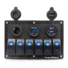 6 Gang Waterproof Rocker Switch Panel Blue LED Digital Display Voltmeter Dual 5V USB Charger Socket DC 12V Slot, 5 Pin Lighting Toggle Switches with 15A Fuse for RV Truck Car Marine Boat Vehicle 6 gang S0016B 7 71zJuUN2ZqL