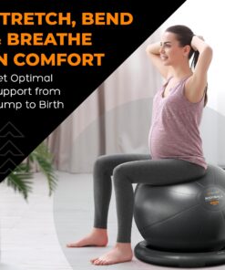 MANTRA SPORTS Heavy-Duty Exercise Ball Chair for Office Desk, Yoga Ball Chair Stability Ball with Base for Home Gym, Active Sitting Workout Ball Seat for Balance, Fitness, Birthing, Pregnancy & Labor Black (Ball & Base) 65cm (Height 5'4" - 5'10") 12 71zK8mOyX3L