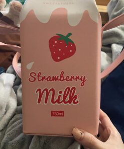 LUI SUI Fruits Banana Strawberry Milk Box Cross Body Purse Bag Women Phone Wallet Shoulder Bags Pink 61 71zKKRJSVuL