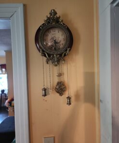 Aero Snail Dia 9-inch Retro Style Vintage Wood Indoor Wall Clock with Swinging Pendulum (Requires 2 AA Batteries for Clock Hands and Pendulum) Floral Face 27 71zNWengGZL