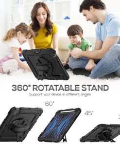 SEYMAC iPad Pro 11 Case 4th/ 3rd/ 2nd/ 1st Gen (2022/2021/2020/2018), Full-Body Shockproof Protective Case with Screen Protector, Rotating Stand, Hand/Shoulder Strap, 2nd Gen Pencil Charging, Black For iPad Pro 11 11 71zP1TzFoUL