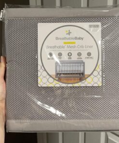 BreathableBaby Breathable Mesh Liner for Full-Size Cribs, Classic 3mm Mesh, Gray (Size 4FS Covers 3 or 4 Sides) 32 71zPM wTLiL