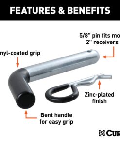 CURT 21510 Trailer Hitch Pin & Clip with Vinyl-Coated Grip, 5/8-Inch Diameter, Fits 2-Inch Receiver, CLEAR ZINC 22 71zQX L2ULL 1