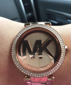 Michael Kors Parker Women's Watch, Stainless Steel and Pavé Crystal Watch for Women with Steel, Leather, or Silicone Band Rose Gold Logo 21 71zTStU21YL