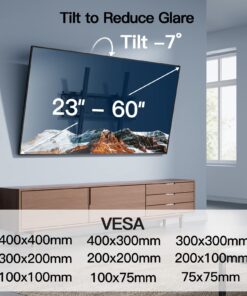 PERLESMITH Tilting TV Wall Mount Bracket Low Profile for Most 23-60 inch LED LCD OLED, Plasma Flat Screen TVs with VESA 400x400mm Weight up to 115lbs, Fits 16" Wood Stud Black 21 71zTcRdab5L
