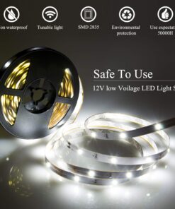 Alternative view of ollrieu 50ft White LED Strip Lights,12V Dimmable Tape Lighting with Infrared Remote,SMD 2835 LEDs Adhesive Ribbon Light,Connectable,Cuttable,Indoor Rope Light for Room Mirror Bedroom Kitchen 50ft Daylight white 50FT/15M