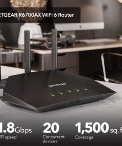 NETGEAR 4-Stream WiFi 6 Router (R6700AX) – AX1800 Wireless Speed (Up to 1.8 Gbps) | Coverage up to 1,500 sq. ft., 20 devices AX WiFi 6 23 71zUaLjiIGL
