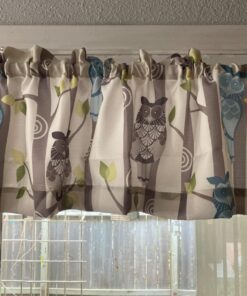 No. 918 Hoot Owl Print Semi-Sheer Rod Pocket Kitchen Curtain Valance, 56" x 14", Mocha Mocha Brown 56 in x 14 in 40 71zVFOma6 L