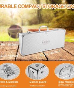 grilljoy 24PCS BBQ Grill Tools Set with Meat Thermometer and Injector - Extra Thick Stainless Steel Spatula, Fork& Tongs - Complete BBQ Accessories in Aluminum Case - Perfect Grill Gifts for Men SILVER 15 71zWf AIR1L