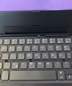 Geyes Portable Folding Wireless Keyboard - BT Rechargeable Full Size Ultra Slim Foldable Keyboard with Kickstand, Aluminum Alloy, Compatible iOS Android Windows Smartphone Tablet and Laptop, Black 608 35 71zWoYv6UQL