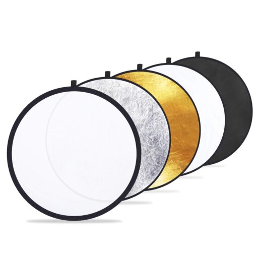 Etekcity 24" (60cm) 5-in-1 Photography Reflector Light Reflectors for Photography Multi-Disc Photo Reflector Collapsible with Bag - Translucent, Silver, Gold, White and Black 24 Inch