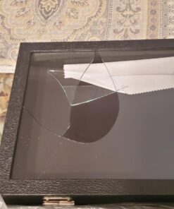 Novel Box Large Glass Top Black Leatherette Metal Clasp Jewelry Display Case 14.75X8.25X2.1 + NB Cleaning Cloth Large: 14.75X8.25X2.1 19 71zYXNfVpgL