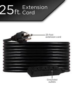 Alternative view of UltraPro GE 25 Ft Outdoor Extension Cord 3 Outlet Extension Cords Outlet Power Strip Long Extension Cord with Multiple Outlets Grounded Heavy Duty Extension Cord 16 Gauge UL Listed Black 36825-T1 1 Pack