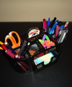 Rolodex 1746466 Mesh Pencil Cup Organizer Four Compartments Steel 9 1/3 x 4 1/2 x 4 Black 25 71zZdgahH L