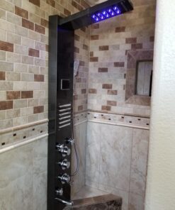 ELLO&ALLO LED Shower Panel Tower System, Hydroelectricity Display Rain Massage with Jets, Brushed Black Brushed Black A 27 71zZh6CVGzL 1