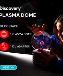 Alternative view of Discovery Kids 6" Plasma Globe Lamp with Interactive Electronic Touch and Sound Sensitive Lightning and Tesla Coil, Includes AC Adapter, Glass STEM Lava Lamp-Style Light for Desk, Kids Room, and More Black