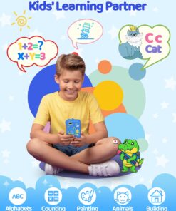 KOKODI Kids Smart Phone Toys, Birthday Gifts Idea Dinosaur Toys for 3 4 5 6 7 8 Year Old Boys, Touchscreen HD Digital Dual Video Camera, Preschool Learning Toy for Kids 3-5 Travel Trip Activity (Blue) Dinosaur-blue 9 71zbFNBNJ9L