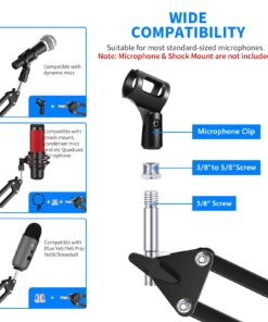 Neewer Microphone Arm Stand, Suspension Boom Scissor Mic Arm Stand with 3/8” to 5/8” Screw and Cable Ties Compatible with Blue Yeti, Snowball, Yeti X, Quadcast and Other Mics, Max Load 1.5kg 41 71zbhTiSnVL