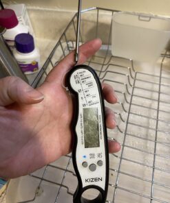 KIZEN Digital Meat Thermometer with Probe - Instant Read Food Thermometer for Cooking, Grilling, BBQ, Baking, Liquids, Candy, Deep Frying, and More - Black/White 44 71zbkFHEERL