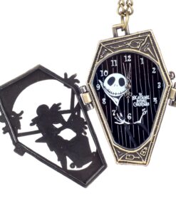 Ddjbdb Quartz Pocket Watch with Necklace Chain, Hollow Nightmare Christmas Design Mens Pocket Watches,Gift for Kids Men Boys Son Grandson with Box Black… Bronze 6 71zbobO5zrL