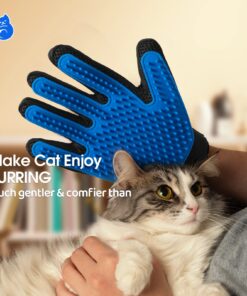 DELOMO Upgrade Pet Grooming Gloves Cat Brushes for Gentle Shedding - Efficient Pets Hair Remover Mittens - Dog Washing Gloves for Long and Short Hair Dogs & Cats & Horses - 1 Pair (Blue) 1A Blue- 1 Pair 28 71zd0Sev8zL