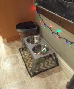 PetFusion Elevated Dog Bowls in Premium Anodized Aluminum Stand (Tall 8"). 2 US FOOD GRADE Stainless Steel 56oz bowls, Metallic Gray Tall - 8" 29 71zeFbyWmpL