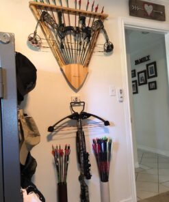 Rush Creek Creations Rustic 2 Compound Bow - 12 Arrow Wall Storage Rack - 5 Minute Assembly - Handcrafted , 31.5” L x 5” W x 32.75” H 35 71zecTPICjL
