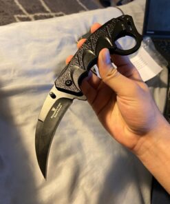 Snake Eye Tactical Everyday Carry Spring Assist Style Folding Pocket Knife EDC (Black) Black 39 71zezg6 nAL