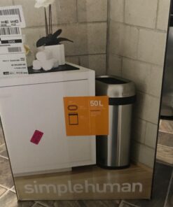 simplehuman 50 Liter / 13.2 Gallon Slim Open Top Trash Can, Commercial Grade Heavy Gauge Brushed Stainless Steel 50 Liter Slim 32 71zf6pTOOjL