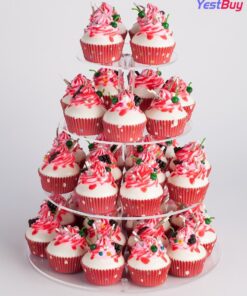 YestBuy 4 Tier Round Acrylic Cupcake Stand with Base, Premium Cupcake Holder, Acrylic Cupcake Tower Display Cady Bar Party Décor – Display for Pastry (4" Between 2 Layers) 4 Tier Round ( 4" between 2 layers) 21 71zfcMsTcSL