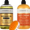 Cellulite Massage Oil, Gel & Mitt - Natural Hot Cream Massage Gel, Oil & Massager - Firm, Tone, Tighten & Moisturize Skin. Soothes Muscles