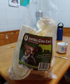 PET MAGASIN Rawhide Alternative Natural Jumbo Cow Ears 12-Pack Dog Treats Super Chew Long-Lasting, Made in Registered Facility 38 71zfzMKrFML