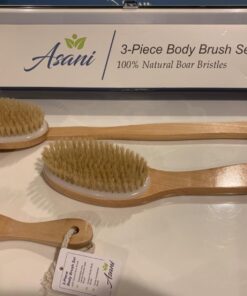 Dry Brushing Body Brush Set with 100% Natural Boar Bristles (Set of 3) | Skin Exfoliating Kit with Long Detachable Back Brush, Contour Body and Face Brushes | Lymphatic Drainage, Cellulite Treatment 31 71zg4Azij1L