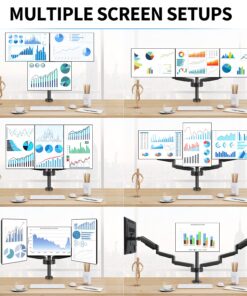 MOUNTUP Triple Monitor Stand Mount - 3 Monitor Desk Mount for Computer Screens Up to 27 inch, Triple Monitor Arm with Gas Spring, Heavy Duty Monitor Stand, Each Arm Holds Up to 17.6 lbs, MU0006 Black 32 71zgb1Aw9wL