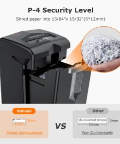 Bonsaii Heavy Duty Paper Shredder, 24 Sheet 60 Mins Large Office Crosscut Shredder for Commercial Use, Anti-Jam System & P-4 High Security Supports CD/Credit Cards/Staples, 7 Gal Pullout Bin C144-D 13 71zi9MTZlL