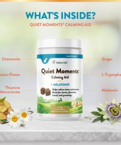 NaturVet Quiet Moments Calming Aid Dog Supplement – Helps Promote Relaxation, Reduce Stress, Storm Anxiety, Motion Sickness for Dogs – Tasty Pet Soft Chews with Melatonin – 70 Ct. Dog - Quiet Moments Melatonin 70 Soft Chews 23 71zj2MF51kL