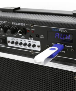 Alternative view of Pyle 300 Watt Outdoor Indoor Wireless Bluetooth Portable PA Speaker 6.5 inch Subwoofer Sound System with USB SD Card Reader, Rechargeable Battery, Wired Microphone, FM Radio, Remote - PWMAB250BK Black