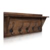 Rustic Wall Mounted Coat Rack Shelf - Brown Wooden Country Style 24" Entryway Shelf with 5 Rustic Hooks - Solid Pine Wood. Perfect touch for your Entryway, Mudroom, Kitchen, Bathroom and More (Brown) 1- Rustic Brown 38 71zlG1 8BdL