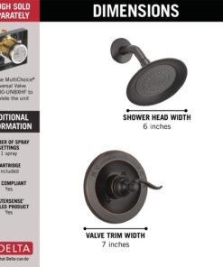 Delta Faucet Windemere 14-Series Shower Faucet Set, Shower Handle, Oil Rubbed Bronze Shower Faucet, Delta Shower Trim Kit, Oil Rubbed Bronze BT14296-OB (Valve Not Included) Without Rough 21 71zm5u4muRL
