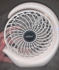 Karecel Rechargeable Fan Battery Operated Mini Desk Fan, 3 Speeds USB Personal Fan Portable Small Table Quiet Fan with True Long Life Battery, Strong Wind Desktop Fan for Travel Camping Office Home White 33 71zm6UWI5L