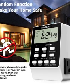 Outlet Timer, NEARPOW Dual Digital Light Timer with 2 Independently-controlled Outlets, 18 ON/OFF Programs, 24-Hour and 7-Day Programmable,Indoor Heavy Duty Electrical Timer Switch, 3 Prong, 15A/1800W 1 23 71zmG0ZdmLL