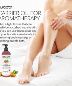 PURA D'OR 16 Oz Organic Sweet Almond Oil - 100% Pure & Natural USDA Certified Cold Pressed Carrier Oil - Hexane Free - Facial Polish, Full Body, Massages, DIY Base, For Face Skin & Hair, Men & Women 23 71znUAC7STL