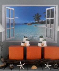 Large Removable Beach Sea 3D Window Decal Wall Sticker Home Decor Exotic Beach View Art Wallpaper Mural 25 71zooyg7zOL